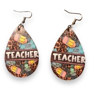 NWT Earrings Teacher Water Drop Shape PU Leather Earrings